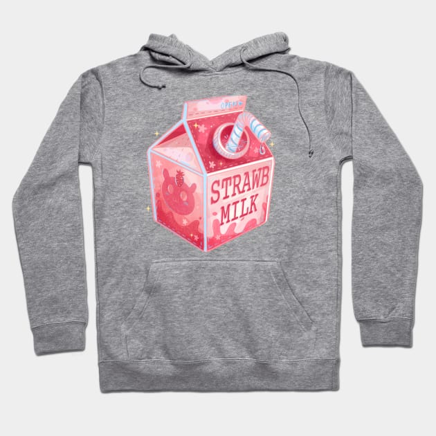 Sparkly Strawberry Milk Hoodie by Claire Lin